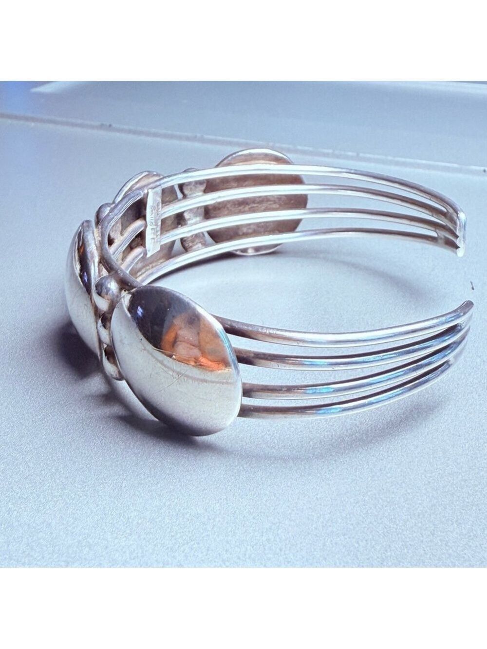 Navajo Modernist Gilbert Gomez Sterling Silver Bracelet, Ring, Earrings Set VTG - Picture 11 of 13